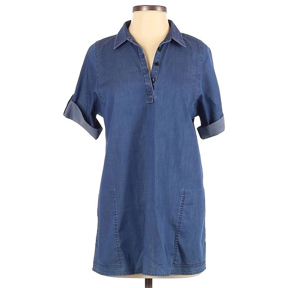 LAFAYETTE 148 Chambray Short Sleeve Tunic Top P/XS - Picture 1 of 7